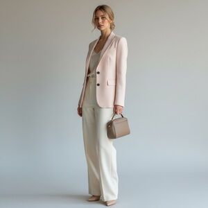 New Loro Piana Silk & Virgin Wool Blazer Light Cream Pink It 42